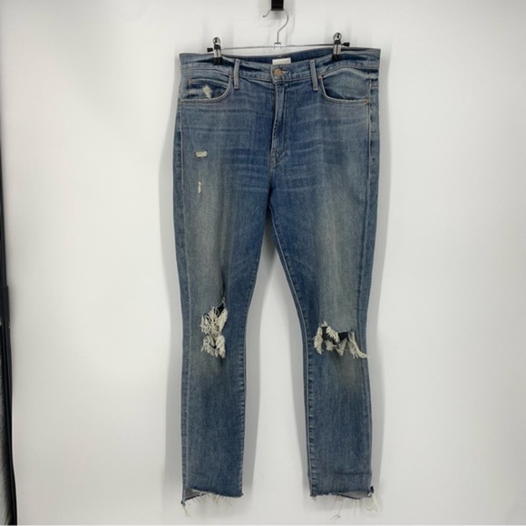 MOTHER The Stunner Ankle Step Fray Jeans Helter Skelter wash Sz‎ 31 - Picture 3 of 15